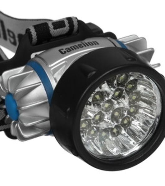 Фонарь Camelion LED5323-19Mx (фонарь налобн, металлик,19 ультра ярк LED, 4 реж, 3XR03 в компл, пласт, блис)