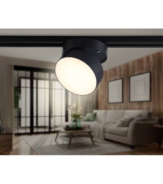 Трековый однофазный светодиодный светильник Ambrella light GL6877 BK черный LED 16W 3000K D115*90