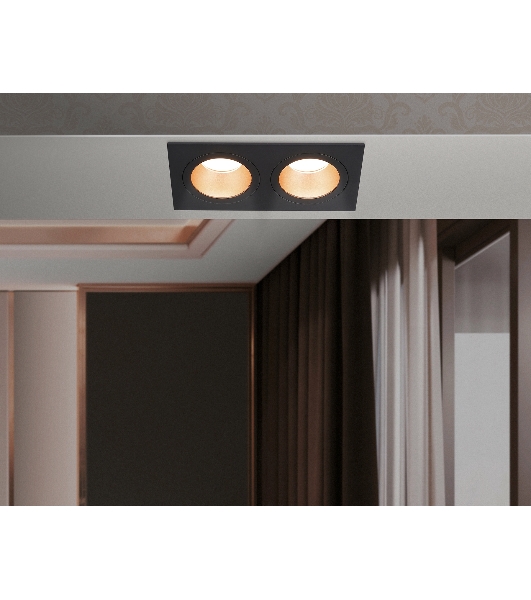 Встраиваемый точечный светильник Ambrella light TN102833/2 BK/GD черный/золото GU5.3/2 178*93*50