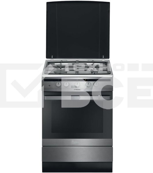 Плита газовая Hansa FCGX62020 серебристый, конфорок 4 шт, духовка 56 л, 60 см x 85 см x 60 см