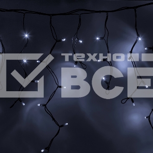 Гирлянда Айсикл (бахрома) светодиодный, 5,6 х 0,9 м, с эффектом мерцания,черный провод 