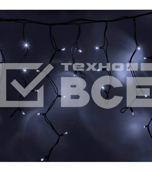 Гирлянда Айсикл (бахрома) светодиодный, 5,6 х 0,9 м, с эффектом мерцания,черный провод 