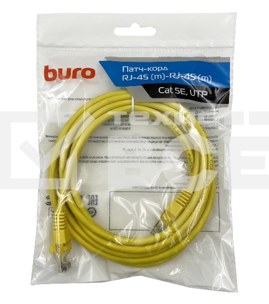 Патч-корд Buro UTP cat5E 3м желтый RJ-45 (m)-RJ-45 (m)