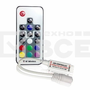 Мини контроллер LED радио (RF) 72 W/144 W, 17 кнопок, 12 V/24 V