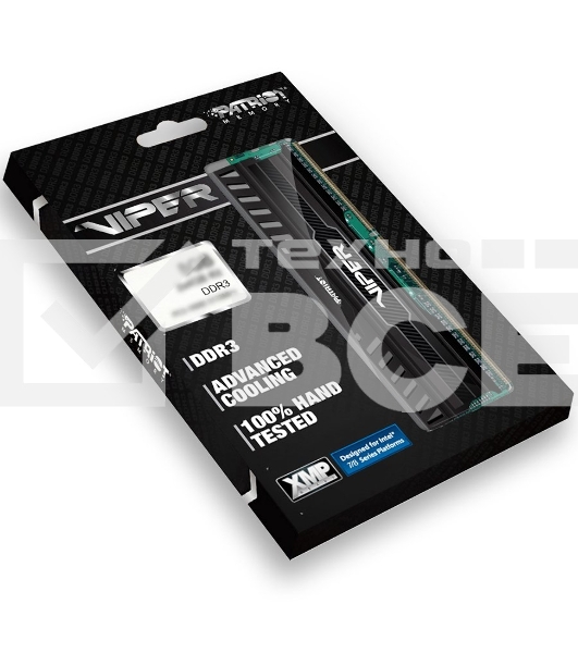 Оперативная память Patriot Viper 3, DDR3, 16GB (2x8 GB), 1600 MHz, CL10, радиатор, черный