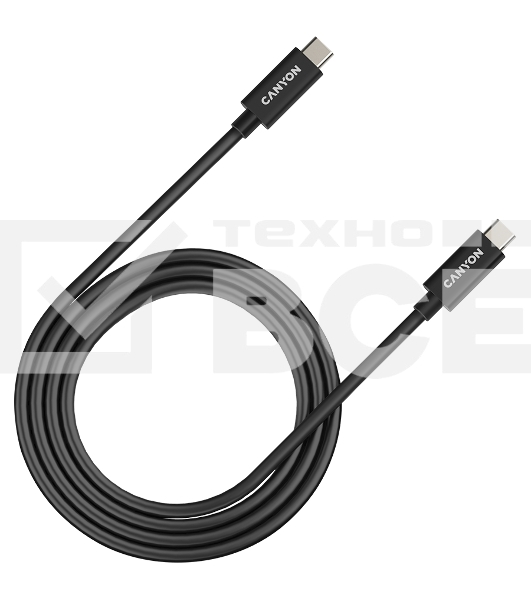 Кабель CANYON, U4-CC-5A1M-E, USB4 TYPE-C to TYPE-C cable assembly 40G 1m 5A 240W(ERP) with E-MARK, CE, ROHS, black