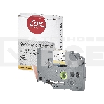 Кассета с лентой S'OK by Sakura Printing TZEB31 для Brother, черный на оранжевом, 12мм/8м, наклейка, фото 1