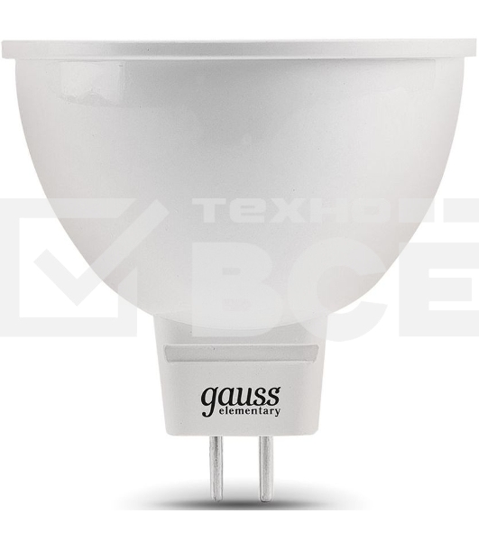 Лампа GAUSS LED Elementary 13516MR16 GU5.3 5.5W 2700К1/10/100