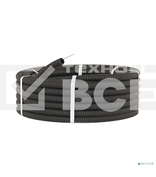 Труба гофрированная ПНД d20мм с протяж. черный (уп.100м) ДКС 71720