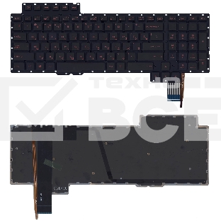 Клавиатура для ноутбука Asus ROG G752 G752VL G752VS черная без рамки, красная подсветка