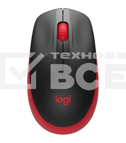 Мышь беспроводная Logitech M190 черный/красный, 1000 dpi, радиоканал, USB, кнопки - 3
