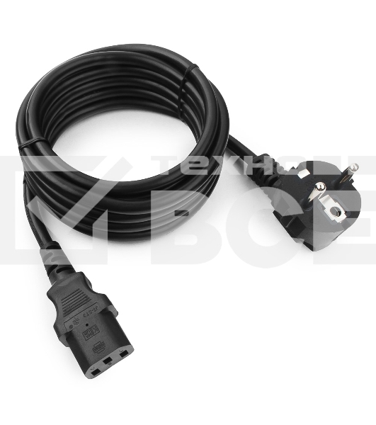 Кабель питания Cablexpert Россия PC-186-1.5-3M, Schuko-C13, 3x1.5мм2, 10A, с заземлением, медь, 3м, черный, пакет