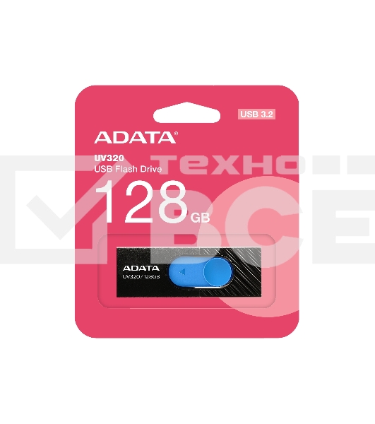 Флеш диск 128GB A-DATA UV320, USB 3.2, черный/голубой