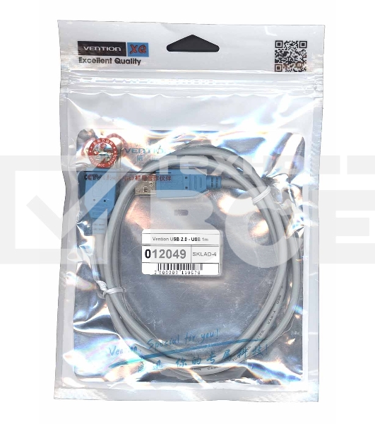 Дата кабель Vention USB 2.0 - USB 1m серый круглый