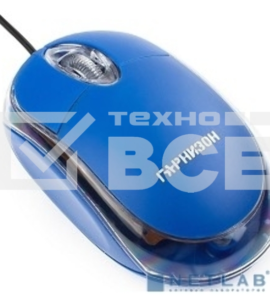 Мышь проводная Гарнизон GM-100B синий, 1000 dpi, USB, кнопки - 3
