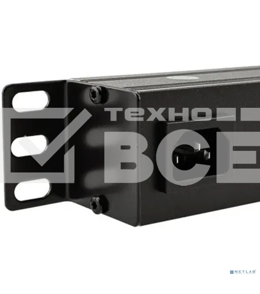 Блок распределения питания Rexant для 19' шкафов, горизонтальный, 8 розеток СЕЕ 7/4, 10A, выкл, алюм корп, гнездо C14