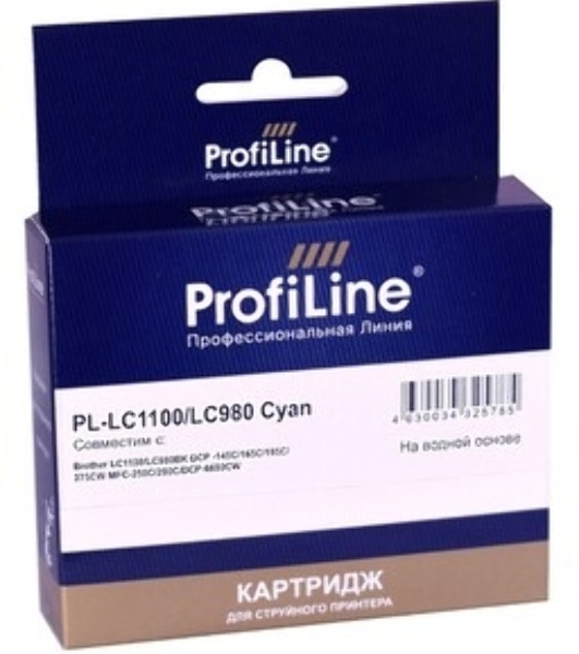Картридж струйный ProfiLine ProfiLine для принтеров Brother PL-LC1100/LC980C DCP -145C/165C/195С/375CW MFC-250C/290C/DCP-6690CW Cyan водн