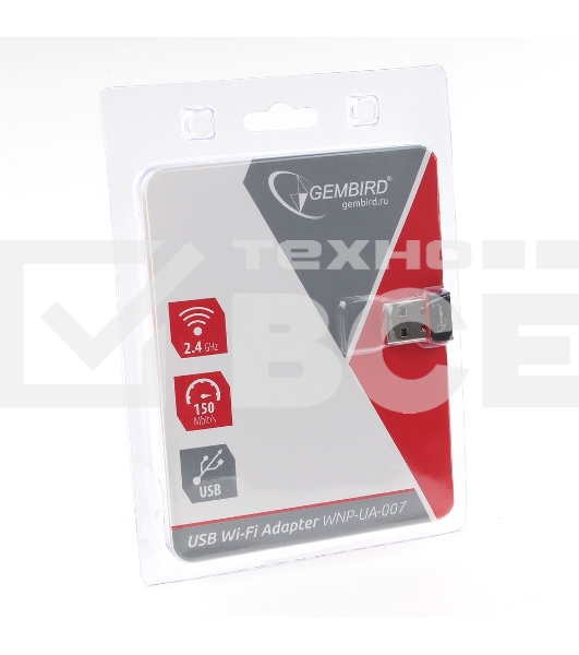 Сетевой микро адаптер WiFi Gembird 150 Мбит, USB, 802.11b/g/n