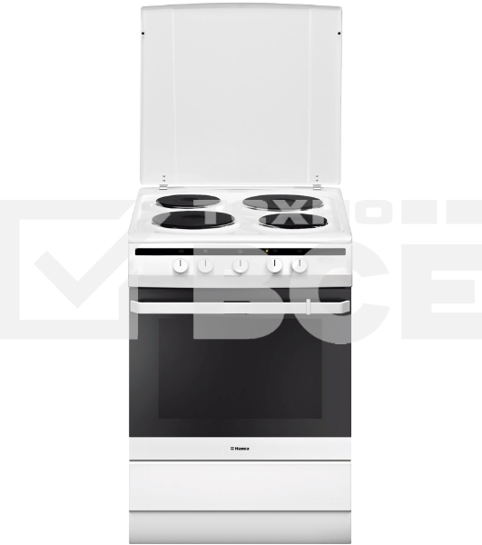 Плита электрическая Hansa FCEW63010 белый, конфорок 4 шт, духовка 69 л, 60 см x 85 см x 60 см