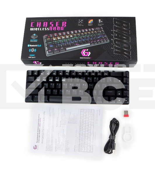 Клавиатура Gembird KBW-G500L беспроводная+проводная, USB, чёрный