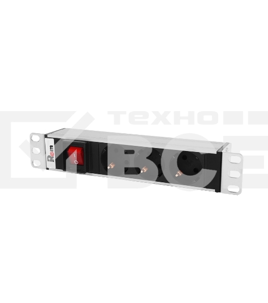 Блок розеток ЦМО Rem-10 без шнура с выкл., 3 Schuko, вход IEC 60320 C14, 10A, алюм., 10