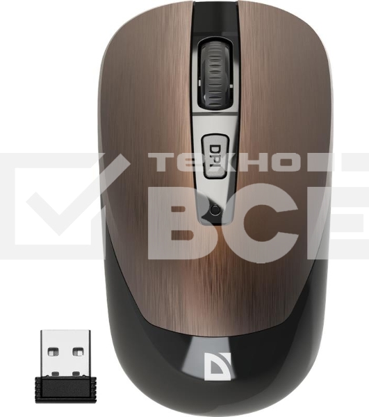 Мышь беспроводная Defender Wave MM-995 бронзовый, 1600 dpi, радиоканал, USB, кнопки - 4