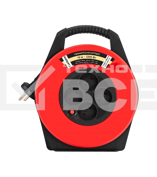 Удлинитель на катушке ExeGate Master ECS-10-2-10 (4 евророзетки, IP20, 10м, защита от детей, защита от перегрузки, 2х0,75мм2, 10А/2.3кВт)