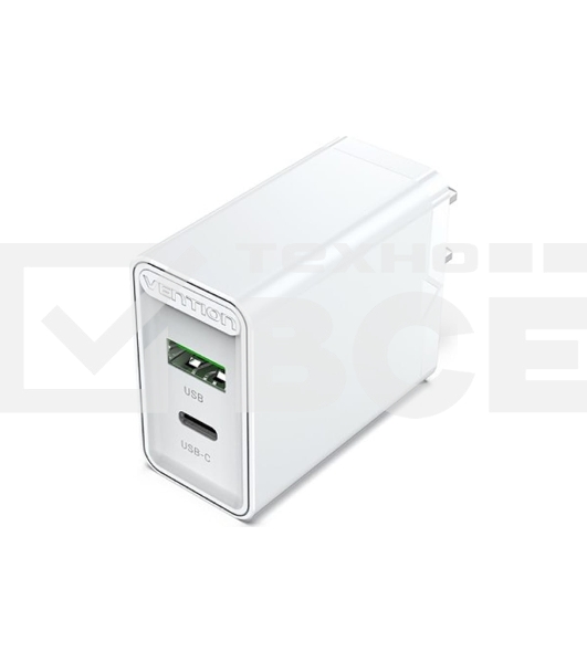 Зарядное устройство Vention 2-port USB(A+C) Wall Charger (18W/20W) EU-Plug белый