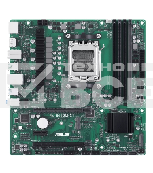 Материнская плата ASUS Pro B650M-CT-CSM, AM5, AMD B650, 4xDDR5, 4xSATA, 2xM.2, 2xPCIe 4.0 x16, 1xPCIe 4.0 x1, 2xDP, 1xHDMI, 1x1Gb LAN, 2xUSB-C 10Gbps, 2xUSB-A 10Gbps, 2xUSB-A 5Gbps, 4xUSB-A 2.0, 3x3.5 мм, 7.1, mATX