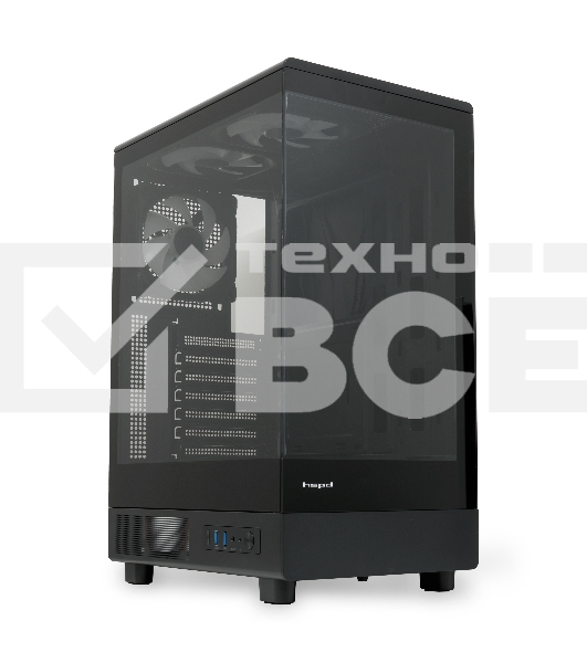 Компьютерный корпус  HSPD F510, Panoramic Mid Tower, черный, TG, 0.5 SPCC, 3x120mm ARGB ATX, mATX, mITX 180/280/160mm 1x2.5