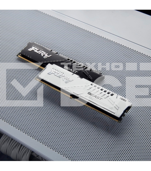 Оперативная память Kingston Fury Beast, DDR5, 32GB (2x16GB), 5200MHz, CL40, с радиаторами, белый