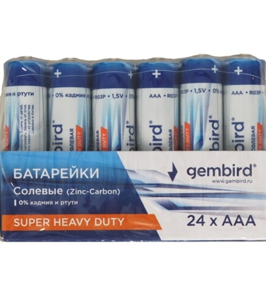 Батарейки солевые Gembird GB-R03P-24B, тип AAA, 24шт, коробка