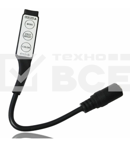 Мини контроллер LED  с разьемом 5,5х2,1 мм 72/144 W, 3 кнопки, 12 V/24 V