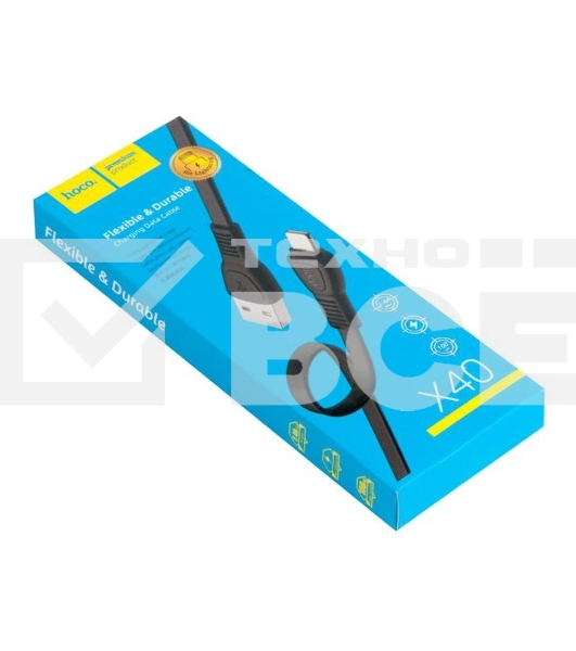 Кабель USB HOCO X40 Noah charging data cable for Lightning, черный