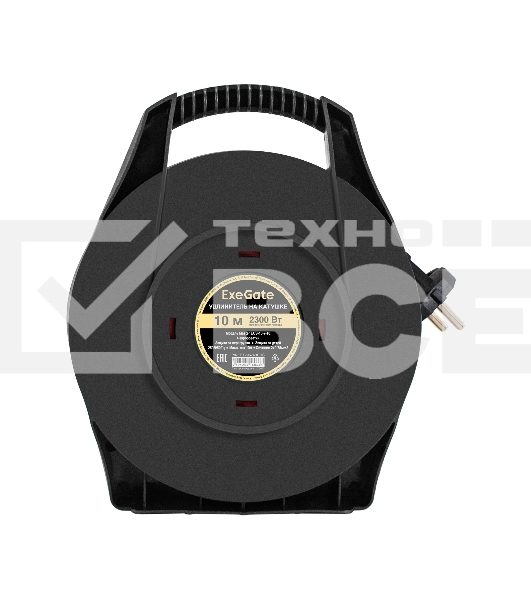 Удлинитель на катушке ExeGate Master ECS-10-2-10 (4 евророзетки, IP20, 10м, защита от детей, защита от перегрузки, 2х0,75мм2, 10А/2.3кВт)