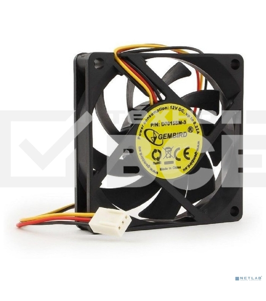 Вентилятор Gembird для корпуса 70x70x15, втулка, 3pin, провод 25 см D7015SM-3