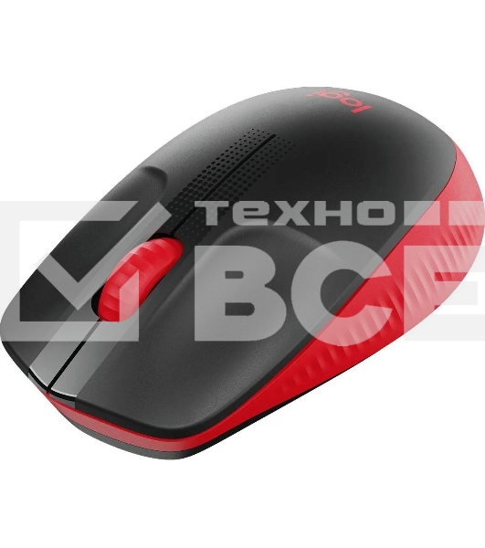 Мышь беспроводная Logitech M190 черный/красный, 1000 dpi, радиоканал, USB, кнопки - 3