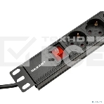 Блок распределения питания Rexant для 19' шкафов, горизонтальный, 8 розеток СЕЕ 7/4, 10A, выкл, алюм корп, шнур 2м, вилка C14, фото8