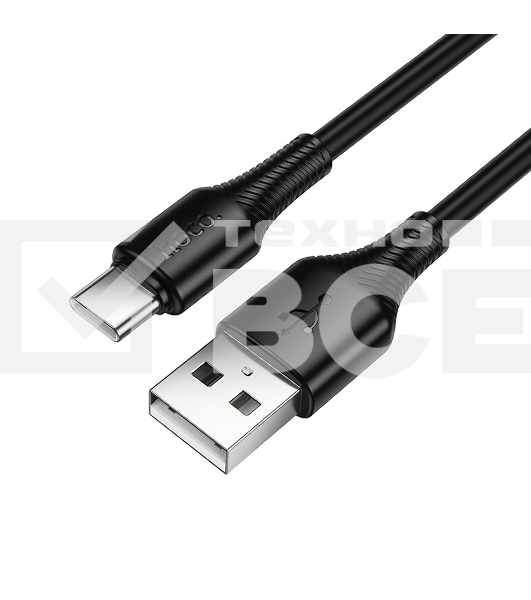 Кабель USB2.0 Hoco AM/Type-C, 3А, X120, 1м, черный, коробка