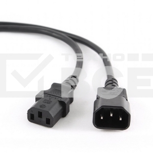 Кабель питания сист.блок-монитор Cablexpert PC-189, 1.8м, C13-C14, 6А, черный, с заземлением