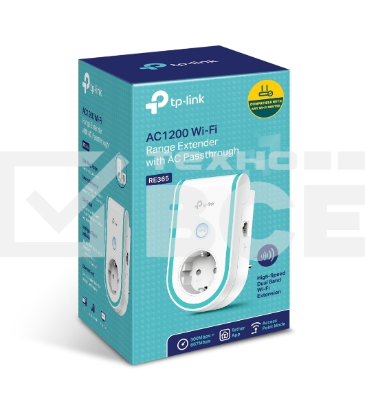 Повторитель беспроводного сигнала TP-Link RE365 AC1200 Wi-Fi белый (упак.:1шт)