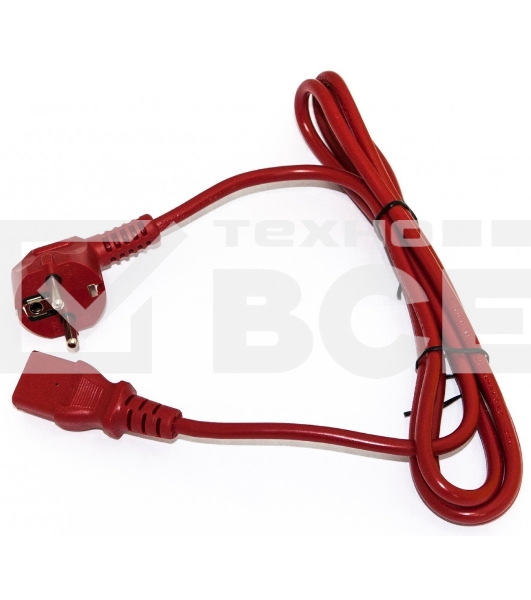 Шнур для блока питания Hyperline, IEC 320 C13, вилка Schuko, 1.8 м, 10А, красный