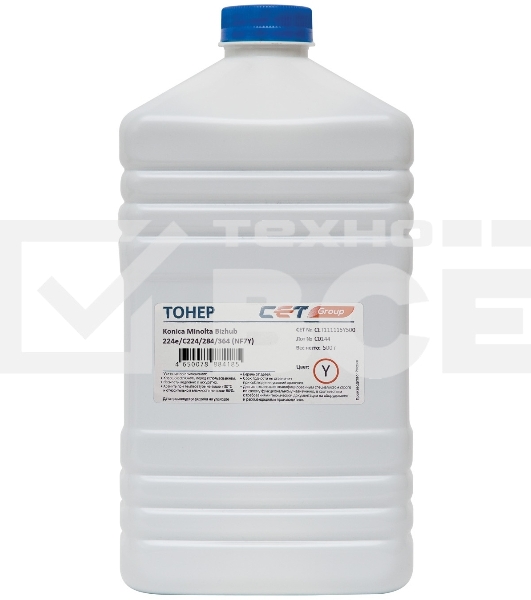 Тонер Cet NF7Y TN-711Y/514Y CET111115Y500 желтый бутылка 500гр. для принтера KONICA MINOLTA Bizhub C654/C754/C654e/C754e