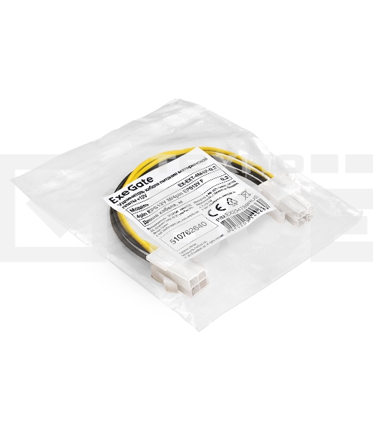 Удлинитель кабеля питания материнской платы +12V ExeGate EX-EXT-4M4F-0.3 (4pin EPS12V M/4pin EPS12V F, 0,3м)