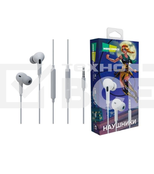Наушники вакуумные Smart AUX разъем с МК c рег.громкости длина 1.2м More choice G31S белый