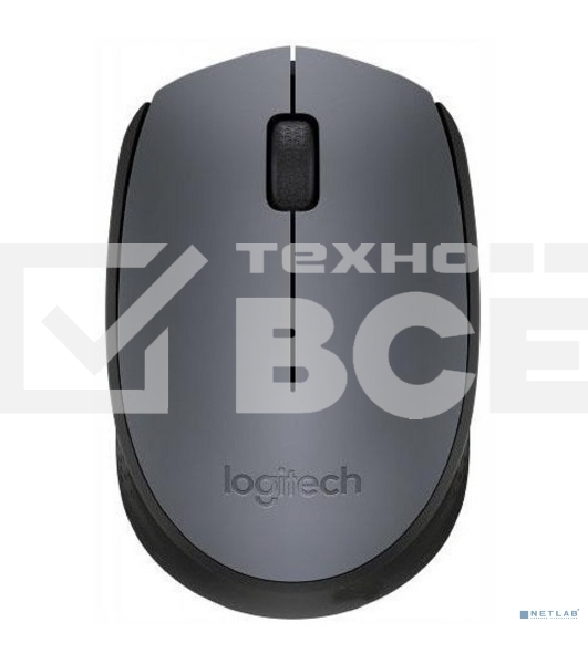 Мышь беспроводная Logitech M170 черный/темно-серый, 1000 dpi, радиоканал, USB, кнопки - 3