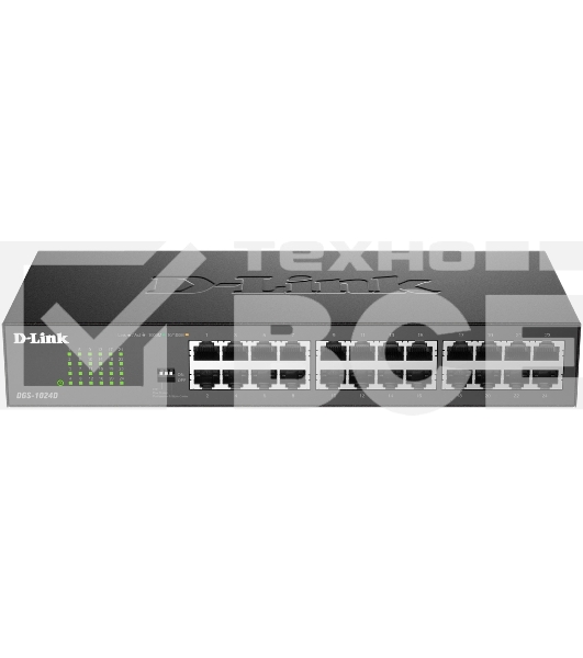 Неуправляемый коммутатор D-Link DGS-1024D/J1A с 24 портами 10/100/1000Base-T