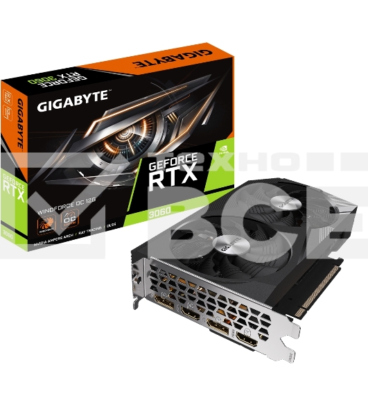 Видеокарта Gigabyte GV-N3060WF2OC-12GD (V2.0) PCIE16 12288Mb 192 GDDR6 1792/15000 HDMIx2 DPx2 HDCP Ret