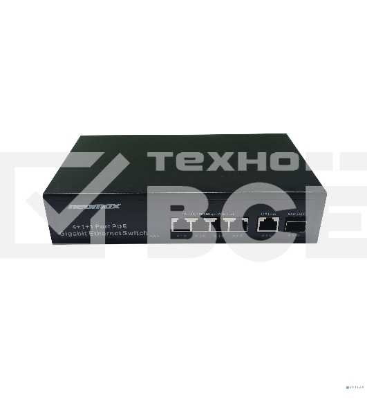 Коммутатор неуправляемый NEOMAX NMS-106PoE-1000-S, 6 портов 1000 Mbps, 4xPoE + 1xSFP, металл