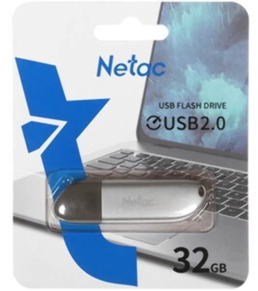 Флешка USB Netac U352 (NT03U352N-032G-20PN), 32Gb, USB 2.0, R/W 50/15, серебристый